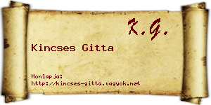 Kincses Gitta névjegykártya
